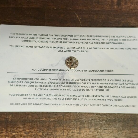 TEAM CANADA 2026 Milano Cortina PIN Petro Canada Olympic Pin On Backer Card BNWT - Picture 3 of 4